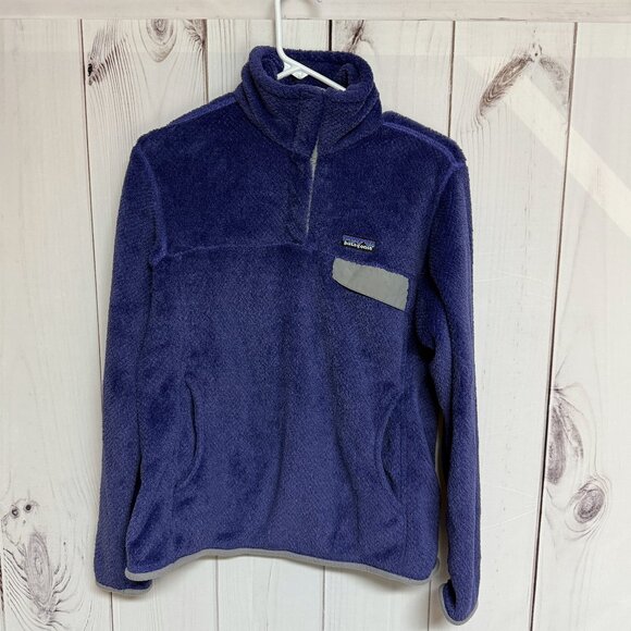 Patagonia Women’s Re-Tool 1/4-Zip Fleece Pullover Purple-Blue M EUC - Picture 1 of 10